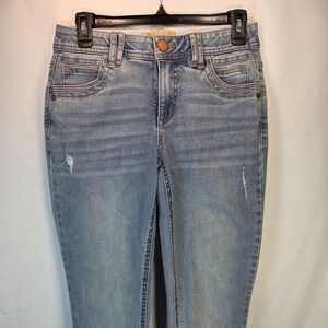 Democracy Jeans Women's 4 Blue "Ab" Technology Skinny Distressed Stretch